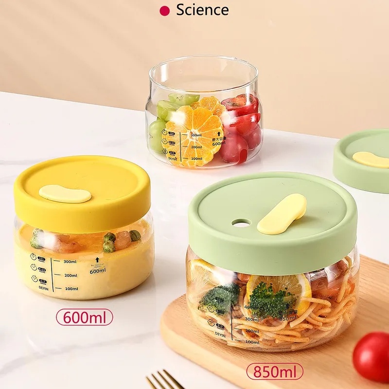 Meal Prep Bowl - กล่องเก็บอาหารแก้ว 600-850 มล. ปิดสนิท ไม่รั่วซึม ชามอาหารเด็ก