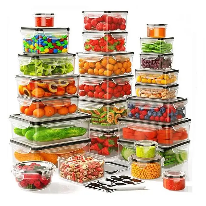 Meal Prep Kitchen - ชุดกล่องเก็บอาหารขนาดใหญ่ 40/42/50/52/62 ชิ้น พร้อมฝาปิด ปิดสนิท ปลอดสาร