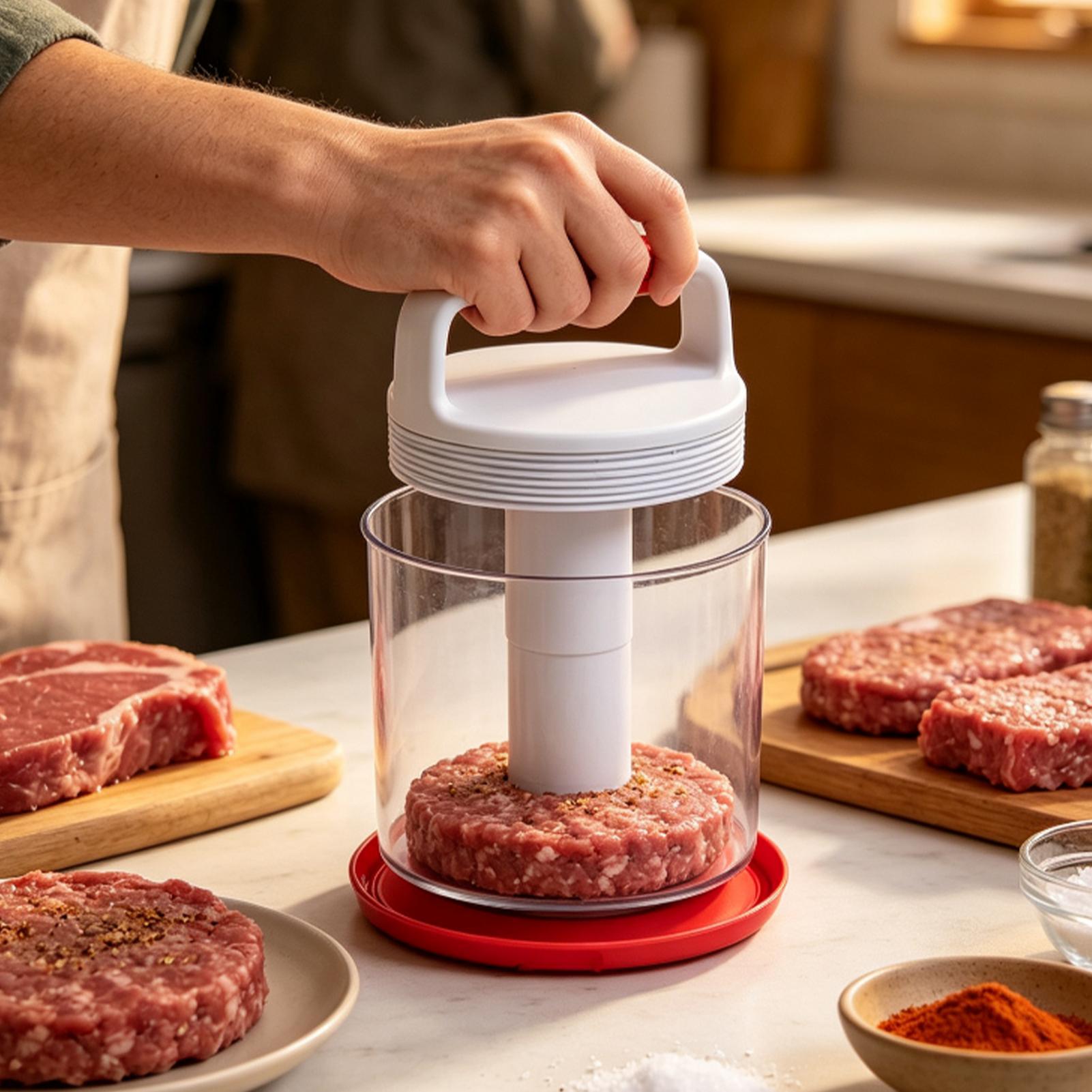 Meal Prep Template - เครื่องทำแพตตี้แฮมเบอร์เกอร์แบบกด ไม่ติดกระทะ ทรงกลม ใช้มือ แม่พิมพ์ข้าวปั้น ปรับความหนาได้