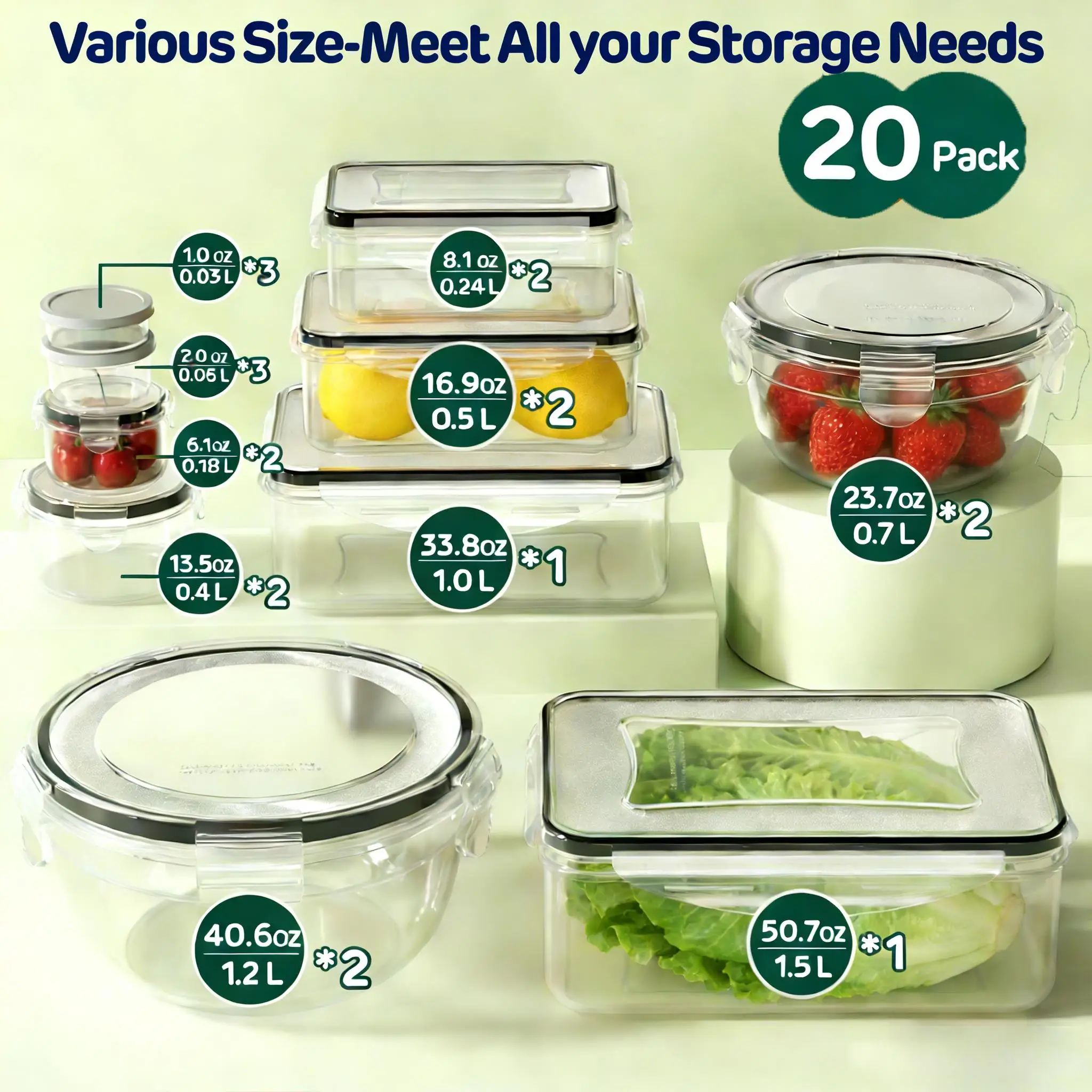 ชุดกล่องเก็บอาหารขนาดใหญ่ 40/4 - Meal Prep Kitchen บทวิจารณ์และราคา