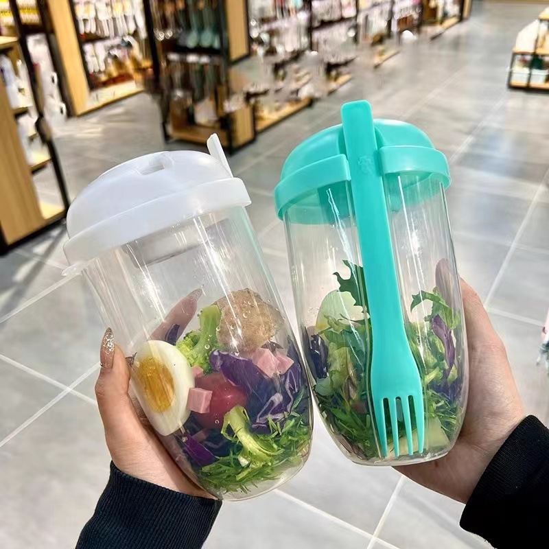 ชามสลัดพกพาพร้อมฝาปิดและส้อมใน - Meal Prep Bowl บทวิจารณ์และราคา