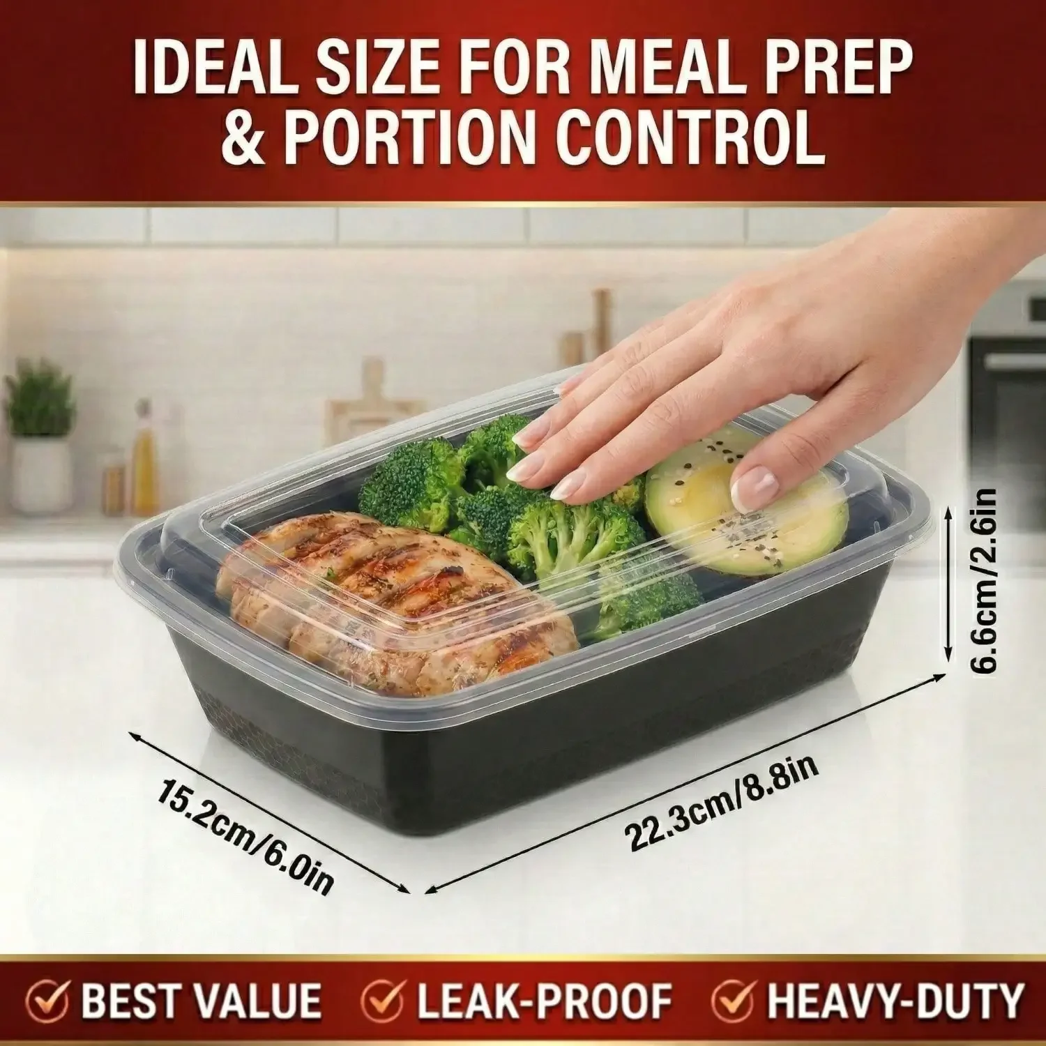10/100 ชิ้น กล่องอาหารสี่เหลี่ - Meal Prep Kitchen บทวิจารณ์และราคา